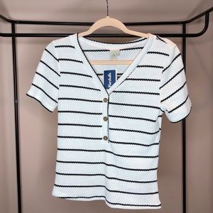 Striped Waffle Knit T-Shirt